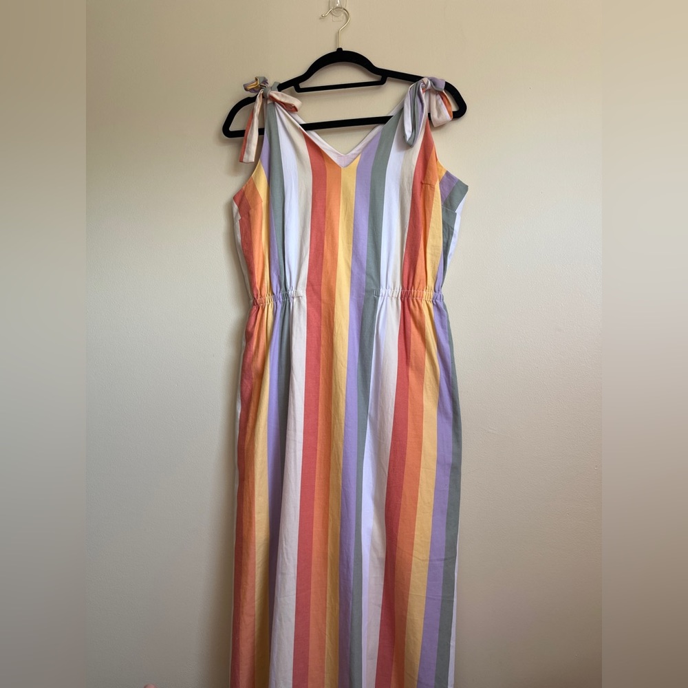 Mossimo Tie Shoulder Striped MIDI Dress NWT